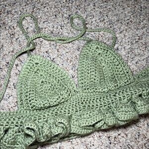 Green Crochet Bikini Top